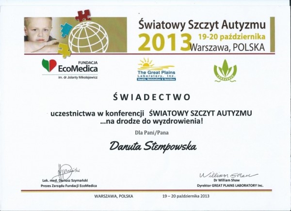 Światowy Szczyt Autyzmu 19-20 października 2013