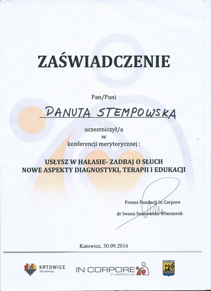 CAPD 2016 Katowice Fundacja In Corpore Usłysz w hałasie-Zadbaj o słuch