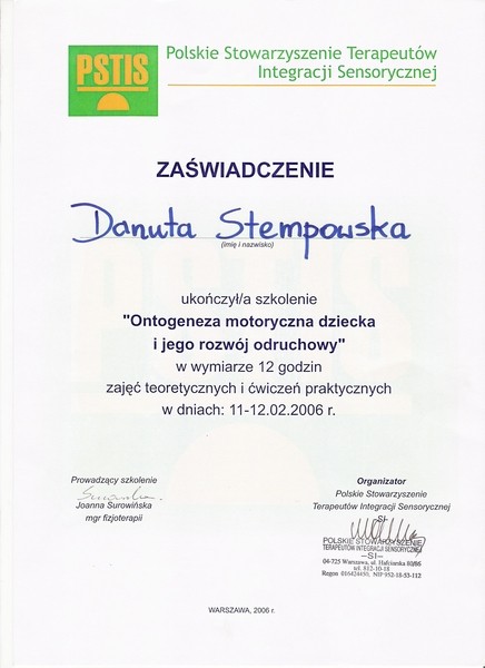 SI 2006 Warszawa Ontogeneza motoryczna