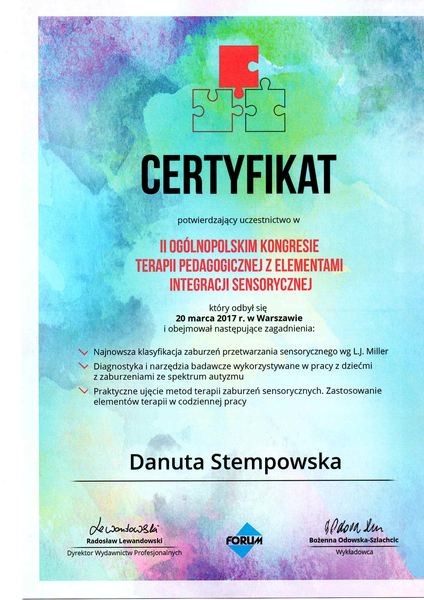 SI 2017 03 20 II Ogólnopolski Kongres TP z elementami integracji sensorycznej Stempowska